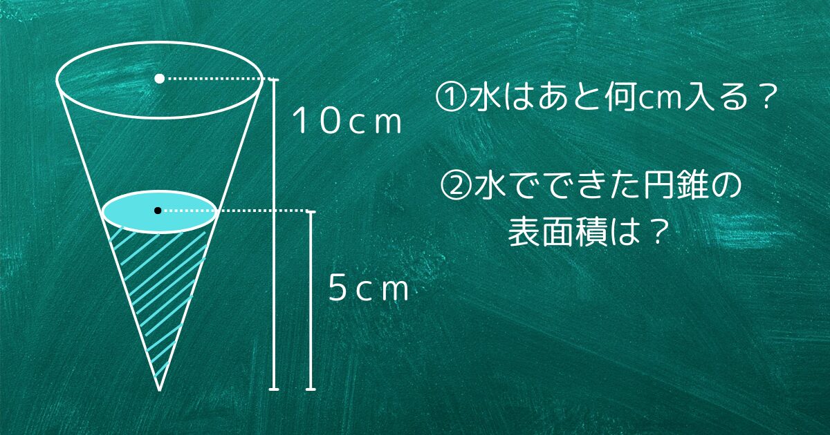 【中3数学・相似】面積比と体積比を用いた『円錐内の水』の問いを解説